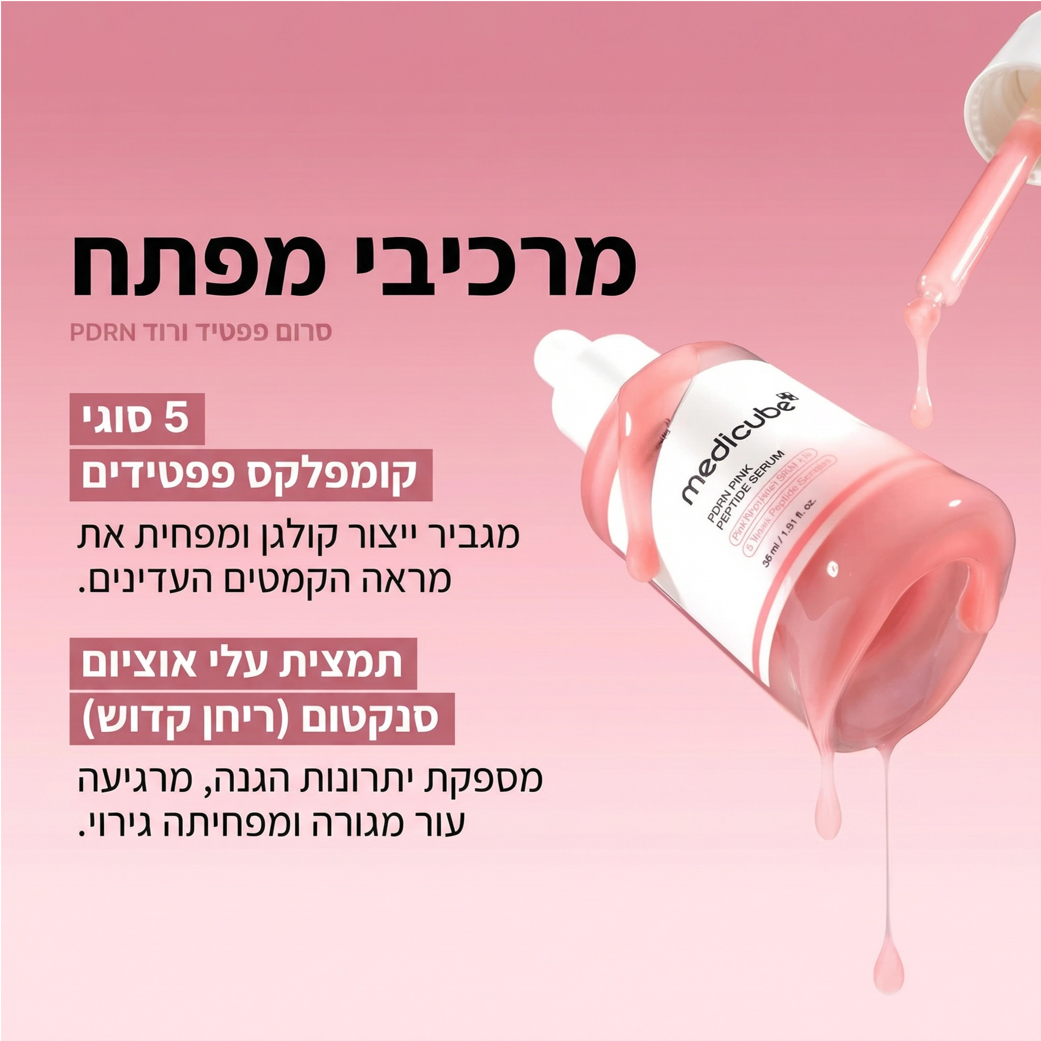 Medicube PDRN Pink Peptide Serum – סרום ה-PDRN הוורוד למתיחה וזוהר מיידי mutualdropshopping